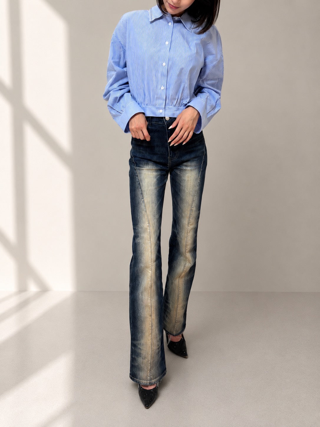PINKO　ストライプコットンシャツ
